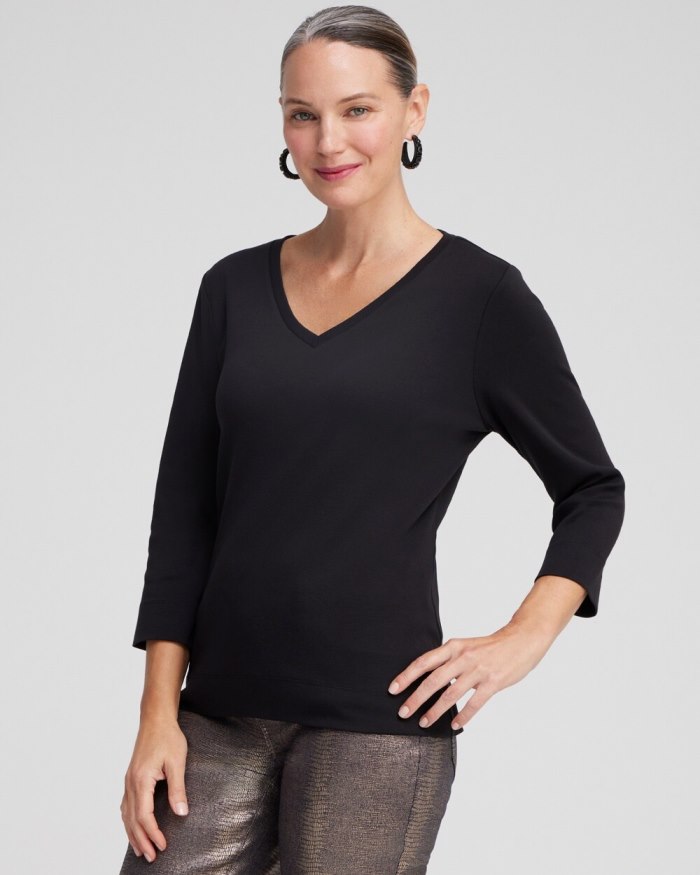 Women's 3/4 Sleeve Tee - Black