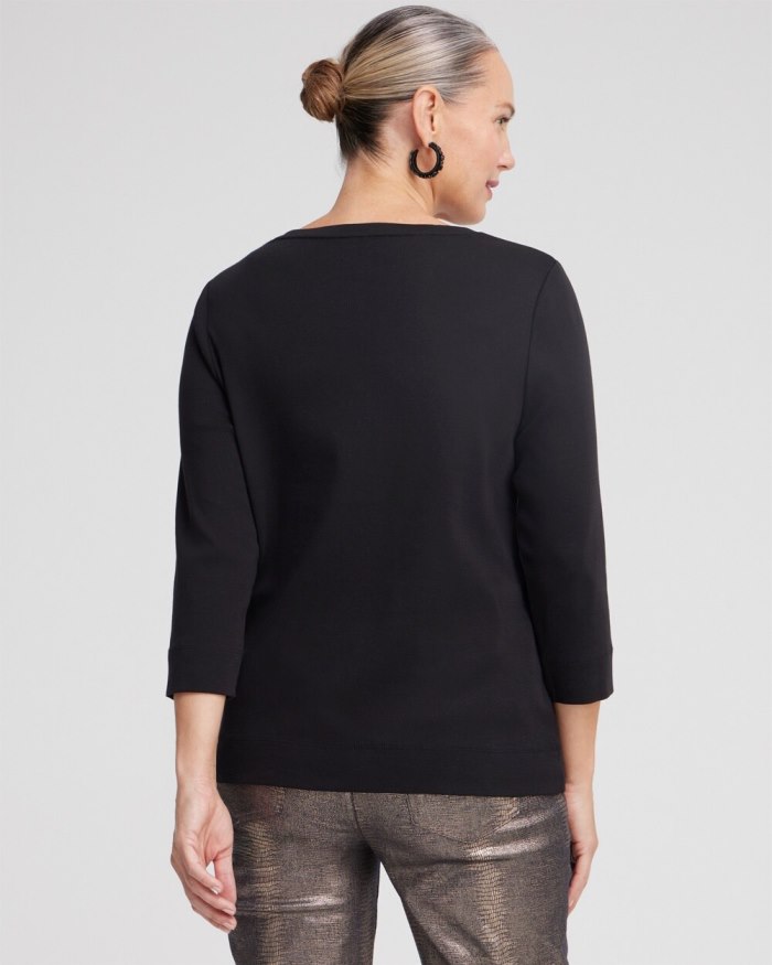 Women's 3/4 Sleeve Tee - Black