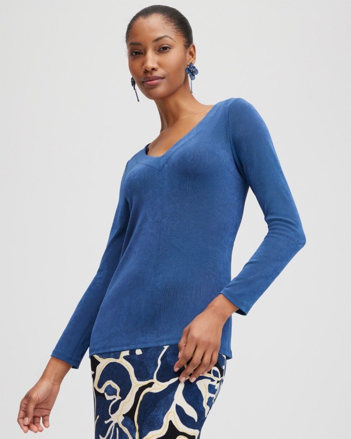 Women's Travelers V-neck Layering Top - Azores Blue - Click Image to Close