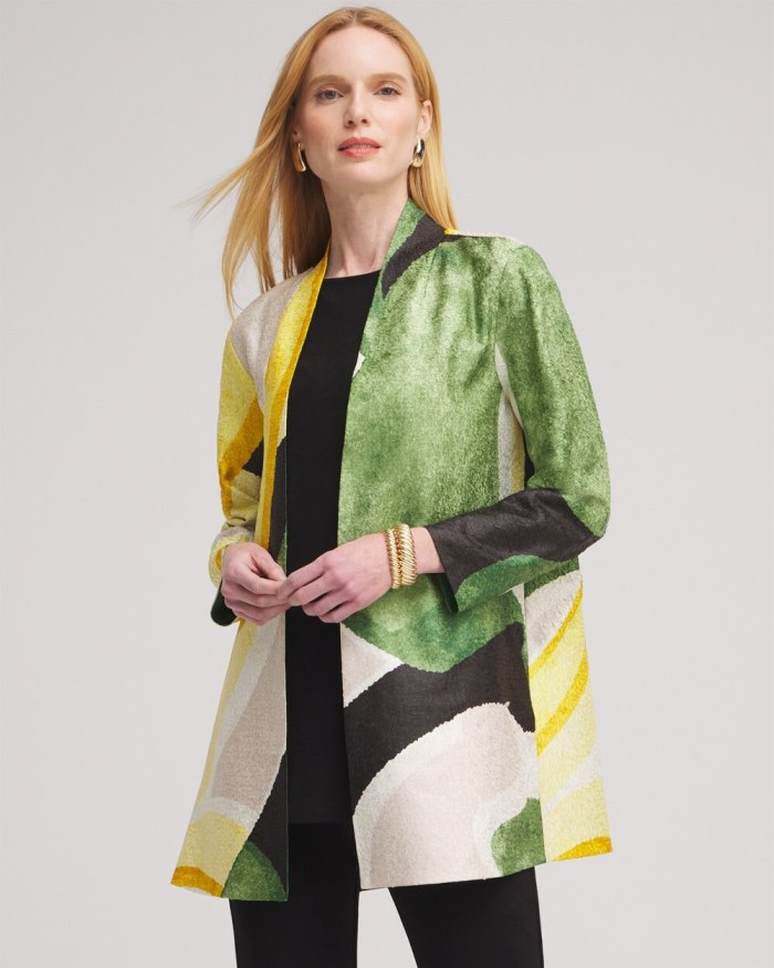 Women's Travelers Collection Abstract Crushed Jacket - Verdant Green - Click Image to Close