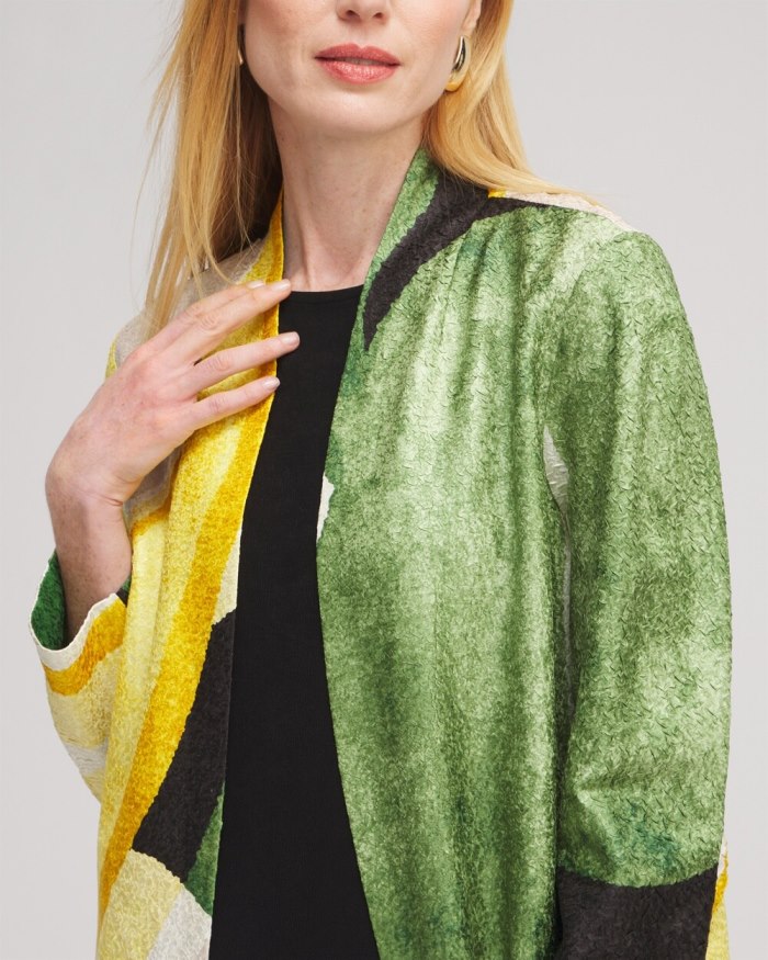 Women's Travelers Collection Abstract Crushed Jacket - Verdant Green