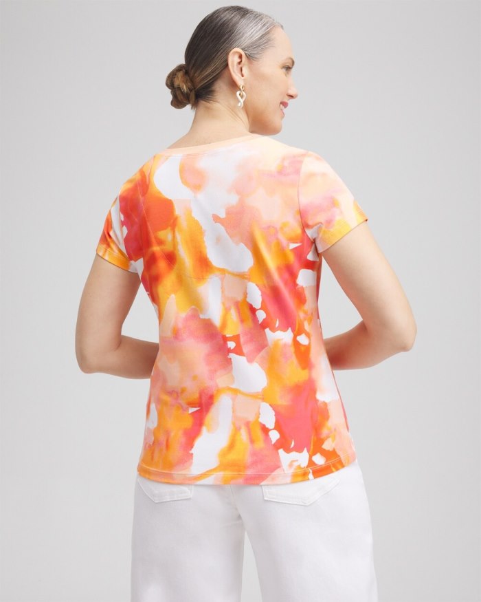 Women's Watercolor V-neck Perfect Tee - Nectarine