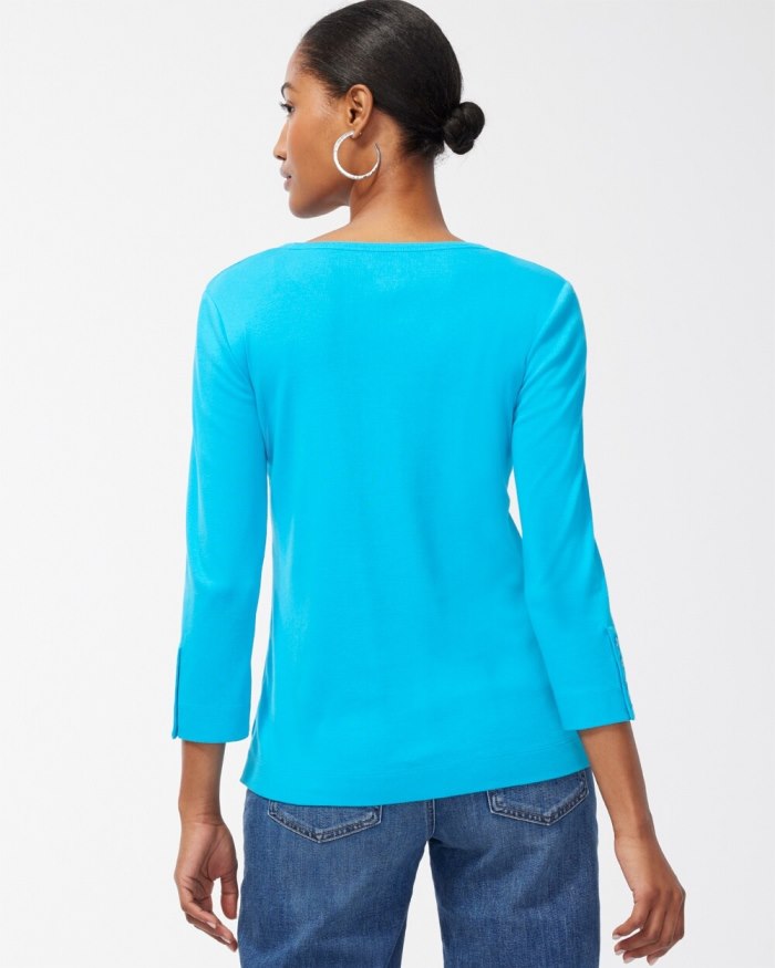 Women's Pima 3/4 Sleeve Everyday Tee - Cocoa Bean