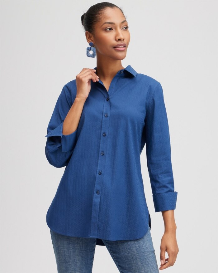 Women's No Iron Stretch Double CC Shirt - Azores Blue