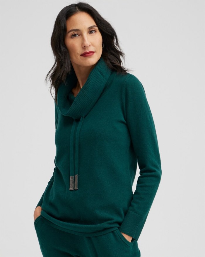 Women's Zenergy Luxe Cashmere Blend Cowl Sweater - Enchanted Forest