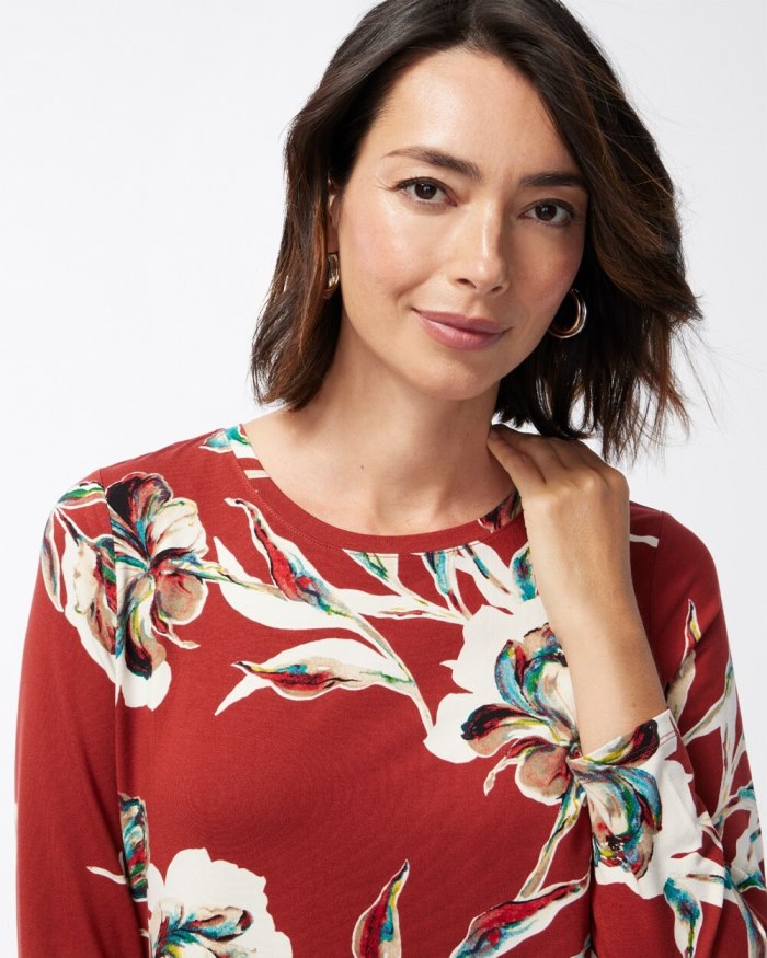 Women's Touch of Cool Floral Layering Tee - Smoked Paprika