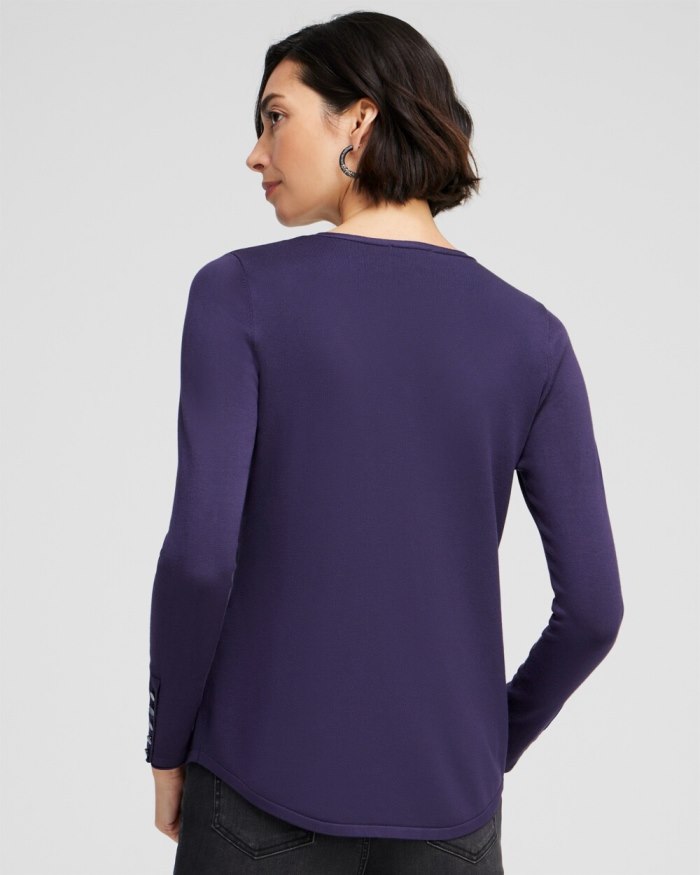 Women's Spun Rayon V-neck Pullover Sweater - Dewberry