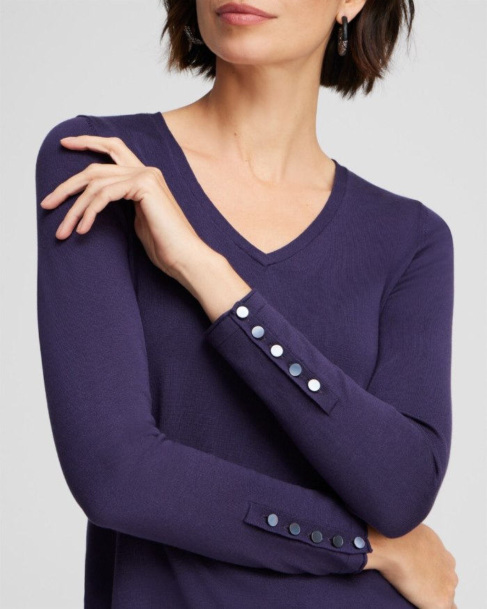 Women's Spun Rayon V-neck Pullover Sweater - Dewberry