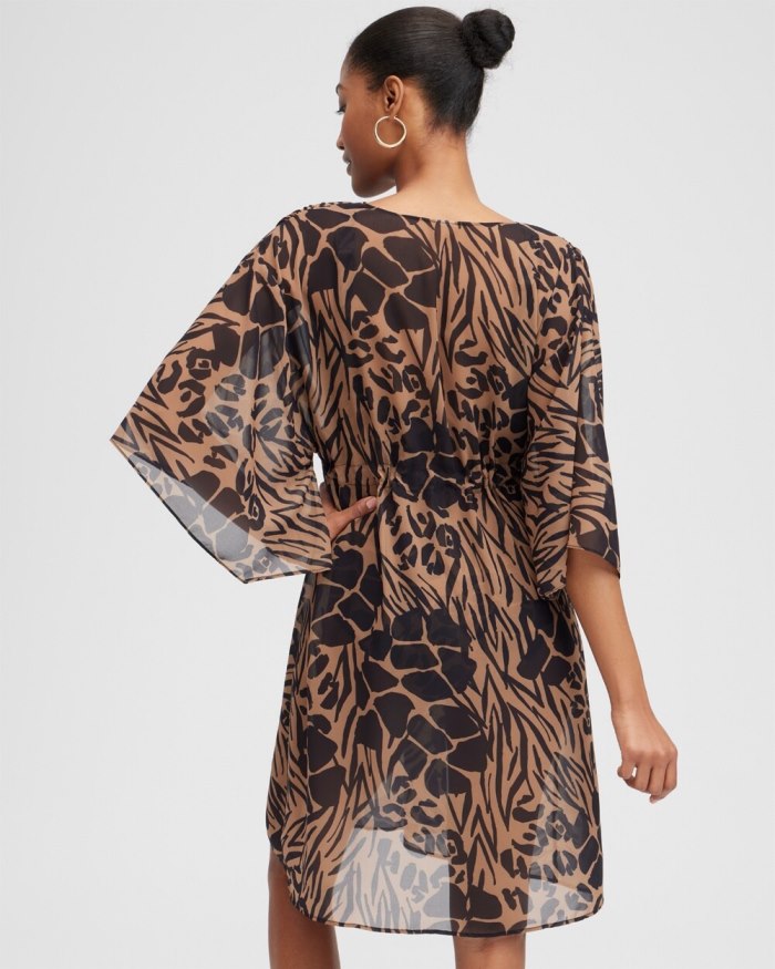 Women's Animal Print Coverup - Black/Brown