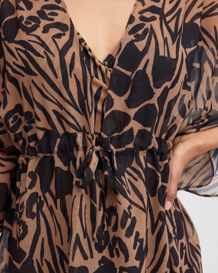 Women's Animal Print Coverup - Black/Brown