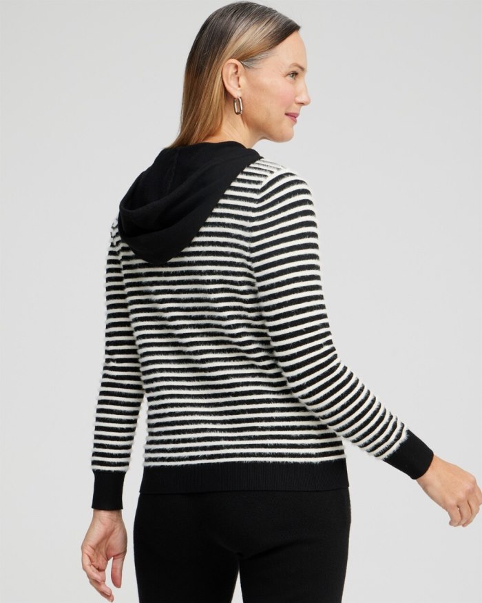 Women's Zenergy Luxe Cashmere Blend Stripe Pullover - Black