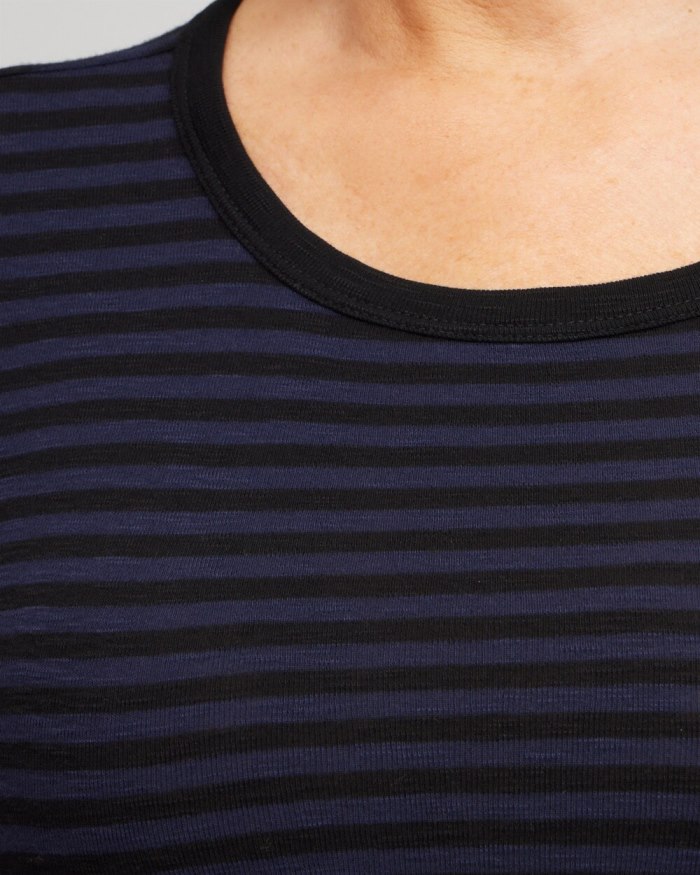 Women's Stripe Ribbed Layering Tee - Classic Navy