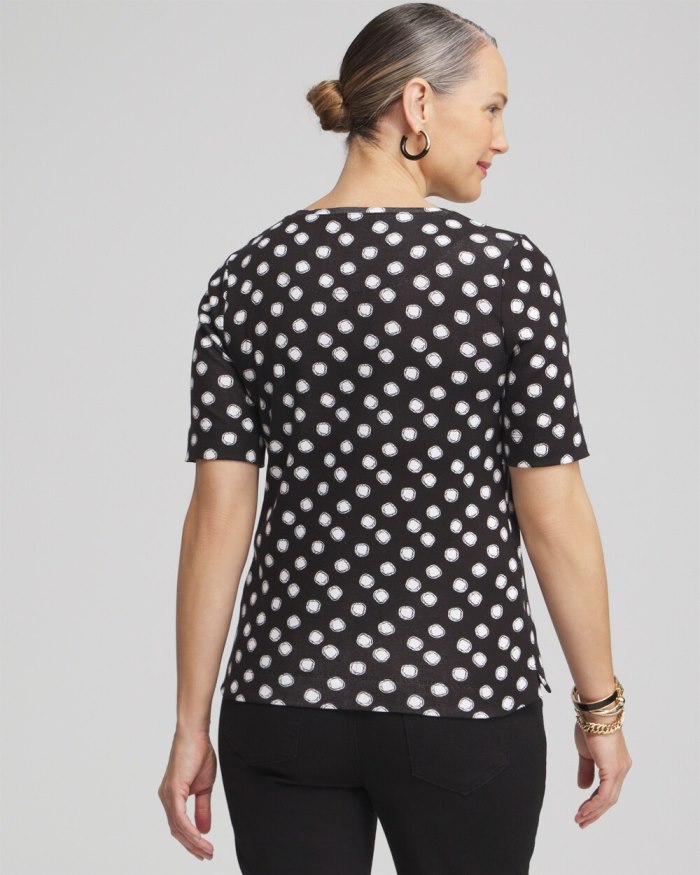 Women's Polka Dot Everyday Elbow Sleeve Tee - Black