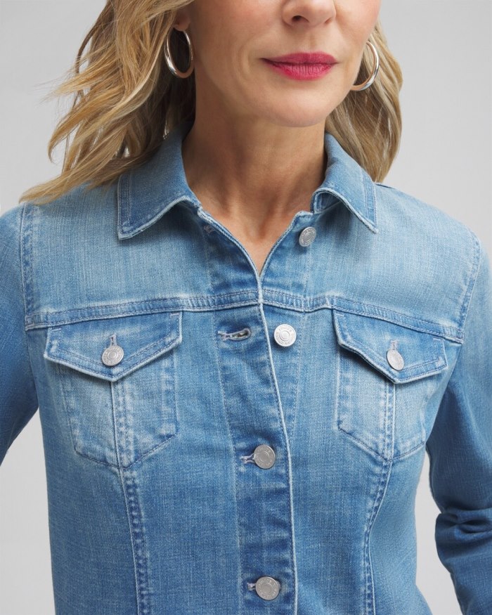 Women's Indigo Frayed Hem Denim Jacket - Delphine Indigo