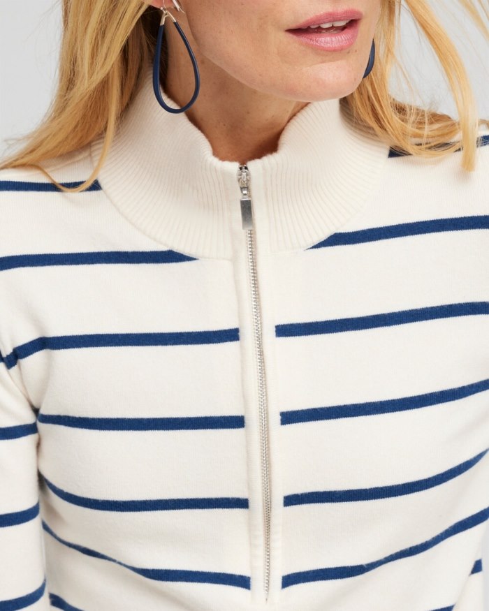 Women's Zenergy Luxe Cashmere Blend Stripe Sweater - Azores Blue