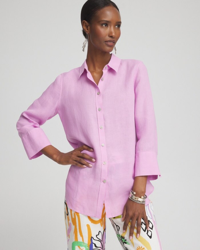 Women's No Iron 3/4 Sleeve Shirt - Cane Orchid