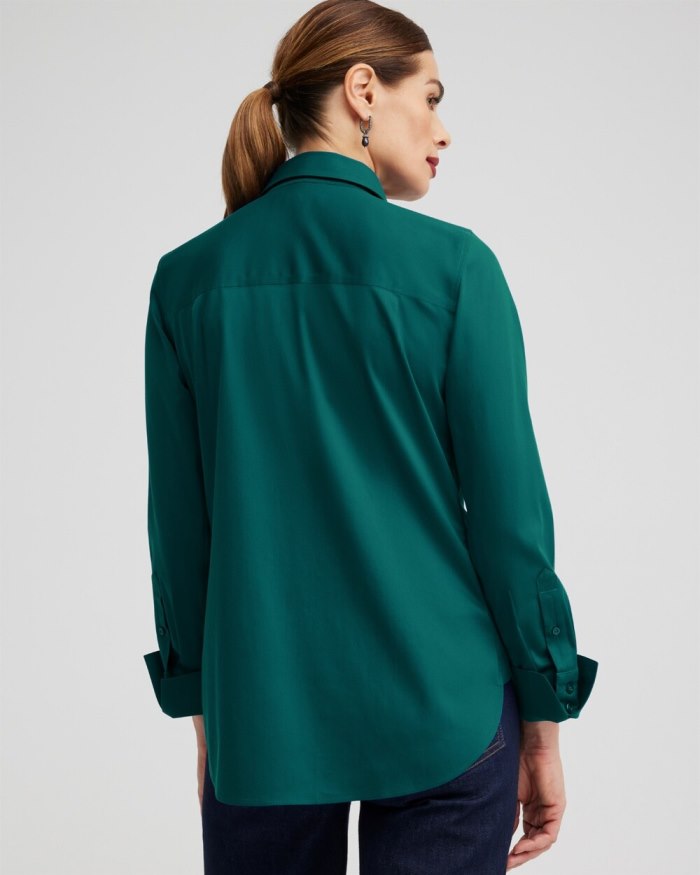 Women's No Iron Stretch Shirt - Peacock Teal