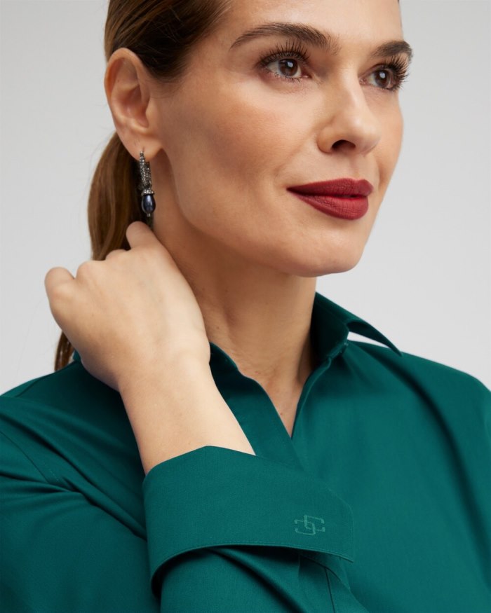 Women's No Iron Stretch Shirt - Peacock Teal