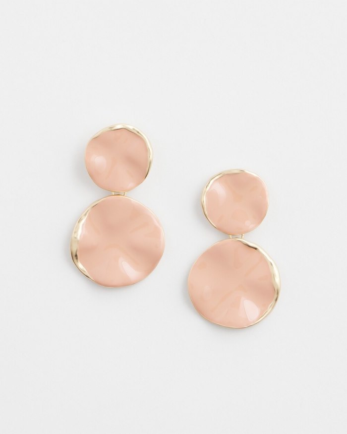 Women's Pink Round Drop Earrings - Pink Clay - Click Image to Close