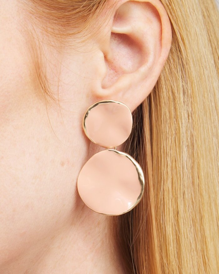 Women's Pink Round Drop Earrings - Pink Clay