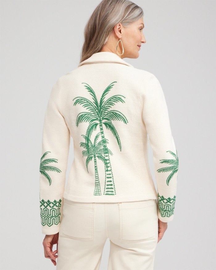 Women's Embroidered Palms Moto Jacket - Twisted Ivy