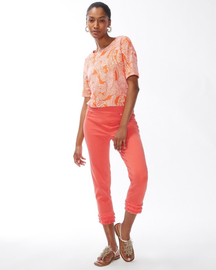 Women's Fray Hem Pull-On Crops - Orange Blossom