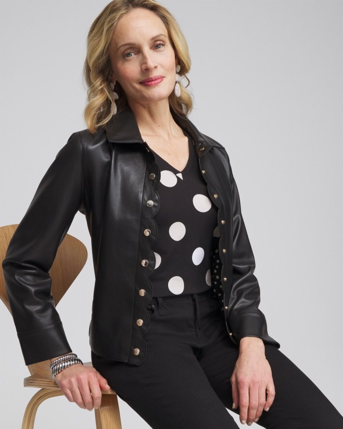 Women's Polka Dot 3/4 Sleeve Perfect Tee - Black