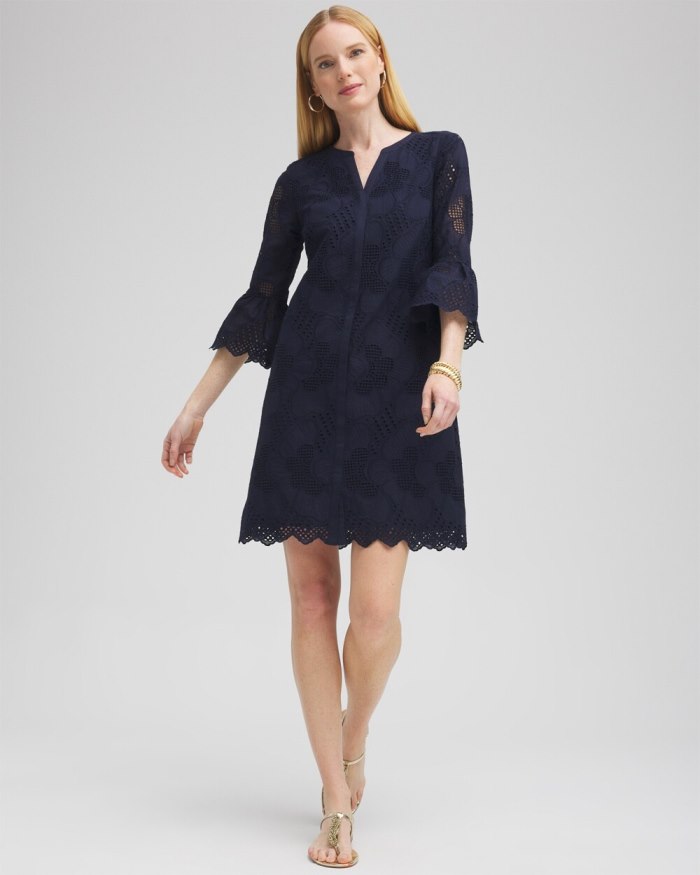 Women's Lace Shift Dress - Classic Navy