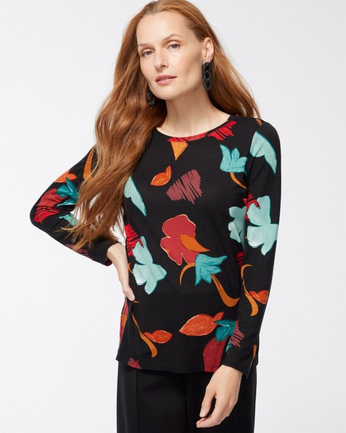 Women's Touch of Cool Abstract Print Layering Tee - Peacock Teal