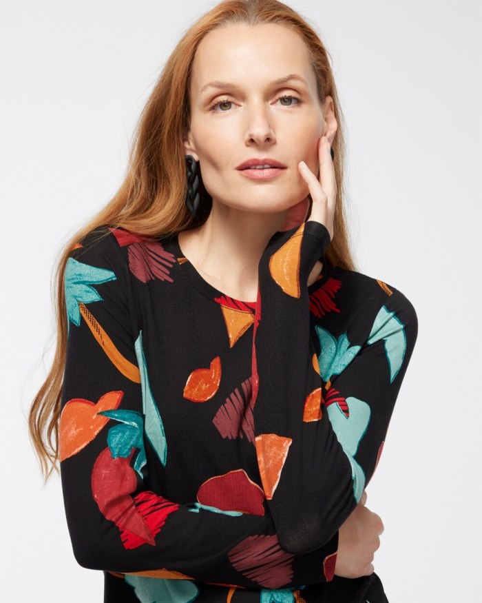 Women's Touch of Cool Abstract Print Layering Tee - Peacock Teal