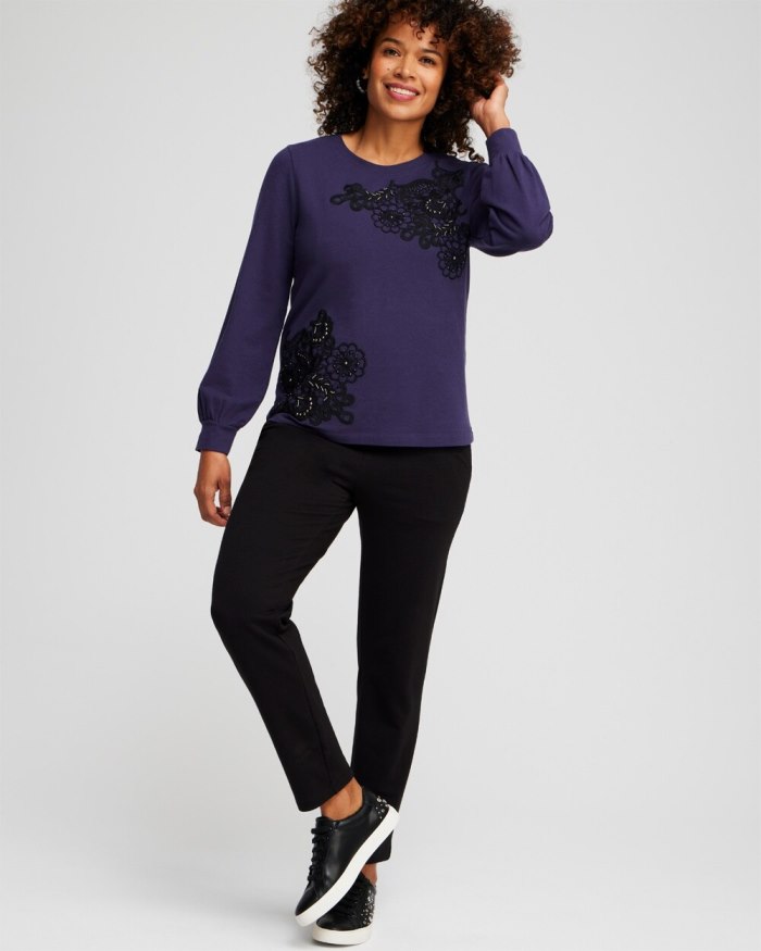 Women's Zenergy French Terry Applique Sweatshirt - Dewberry