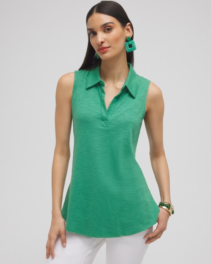 Women's Collared Tunic Tank - Twisted Ivy - Click Image to Close