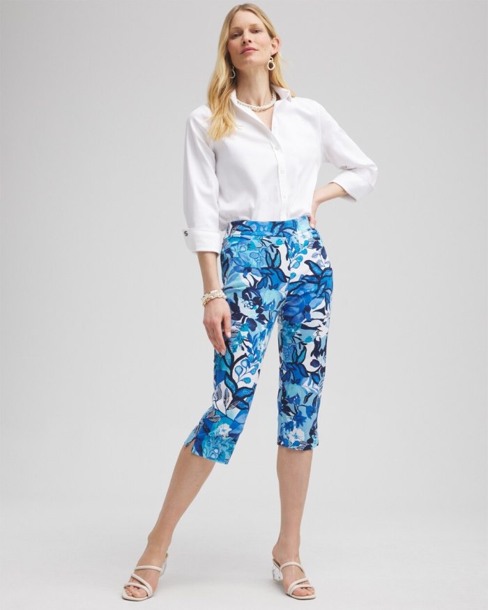 Women's Brigitte Cool Floral Capri Pants - Alabaster/Classic Navy