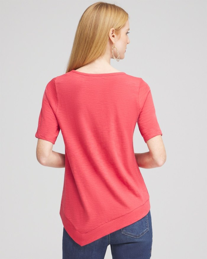 Women's Asymmetrical Elbow Sleeve Tee - Ginger Rose