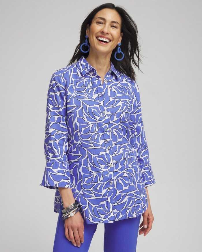 Women's No Iron Abstract 3/4 Sleeve Shirt - Purple Nightshade