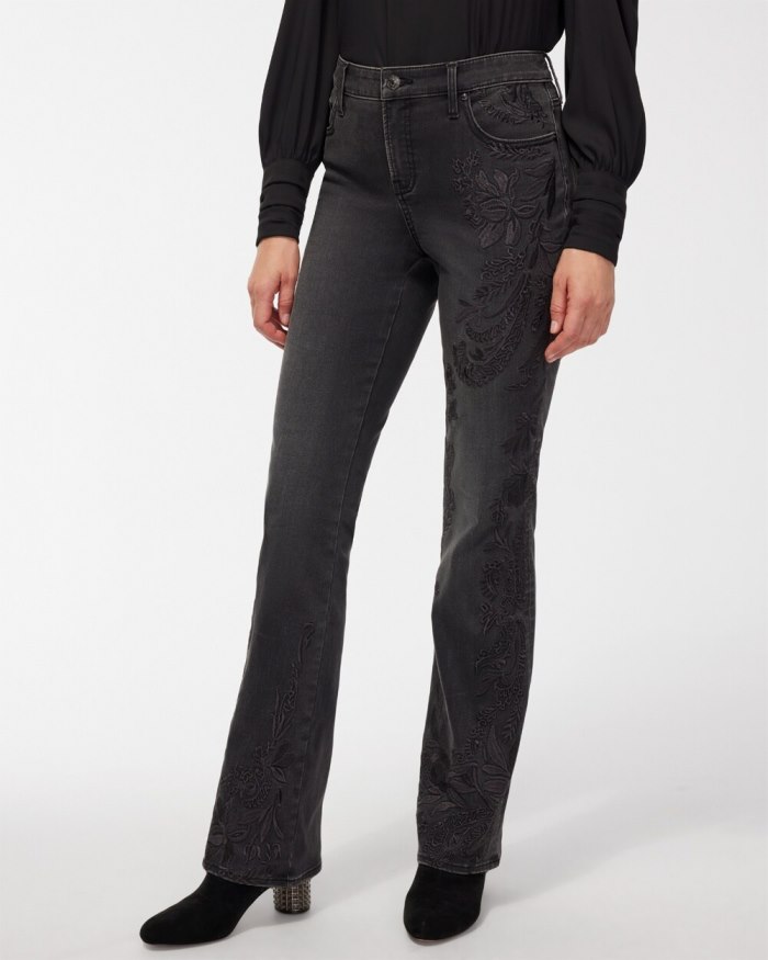 Women's Girlfriend Tonal Embroidered Flare Jeans - Selene Wash