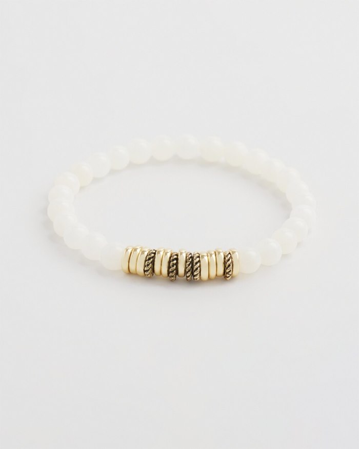 Women's White Jade Hero Strech Bracelet - Alabaster