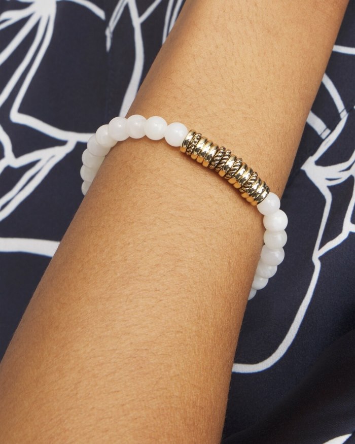 Women's White Jade Hero Strech Bracelet - Alabaster