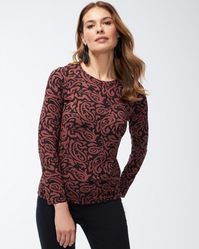 Women's Touch of Cool Paisley Layering Tee - Black - Click Image to Close