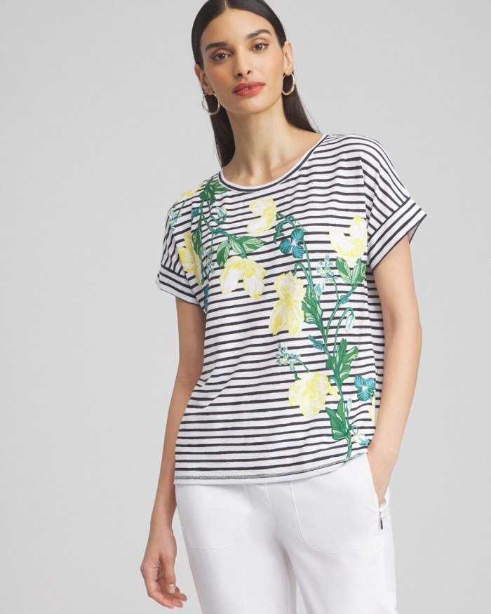 Women's Zenergy Scoop Neck Floral Tee - Verdant Green - Click Image to Close