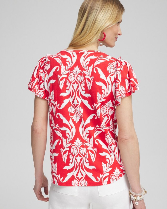 Women's Red Ruffle Sleeve Tee - Watermelon Punch