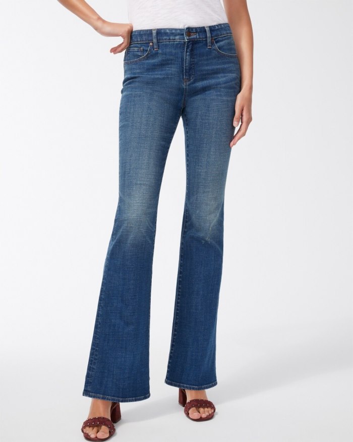 Women's Girlfriend Flare Jeans - Royal Street Indigo - Click Image to Close