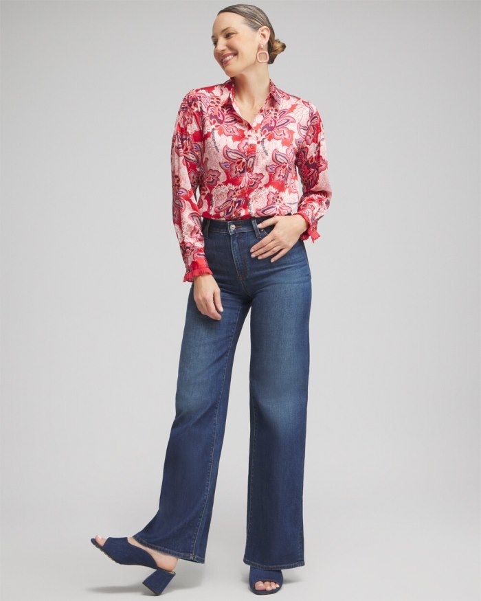 Women's Floral Pleated Blouse - Ginger Rose