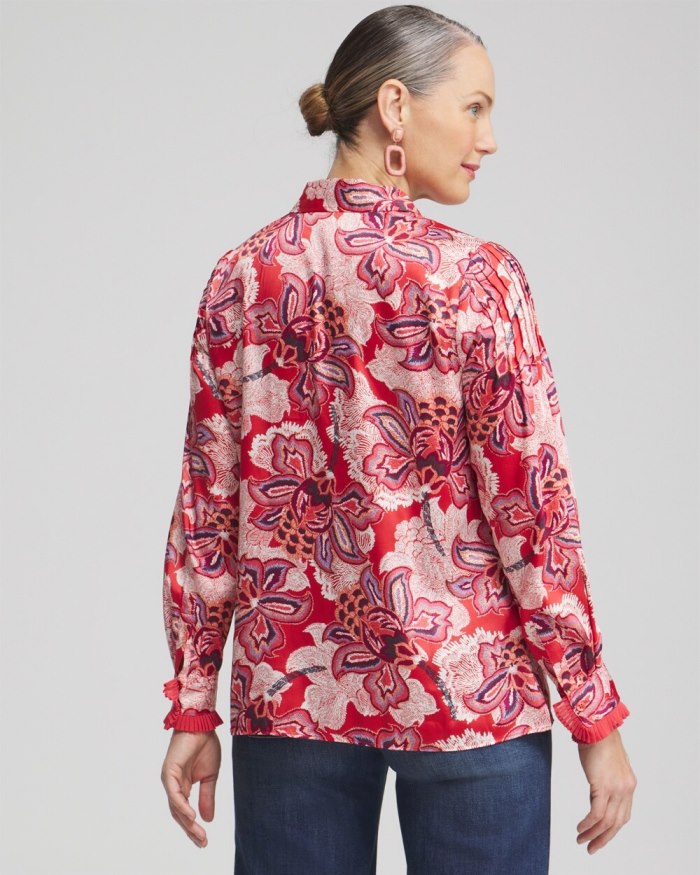 Women's Floral Pleated Blouse - Ginger Rose