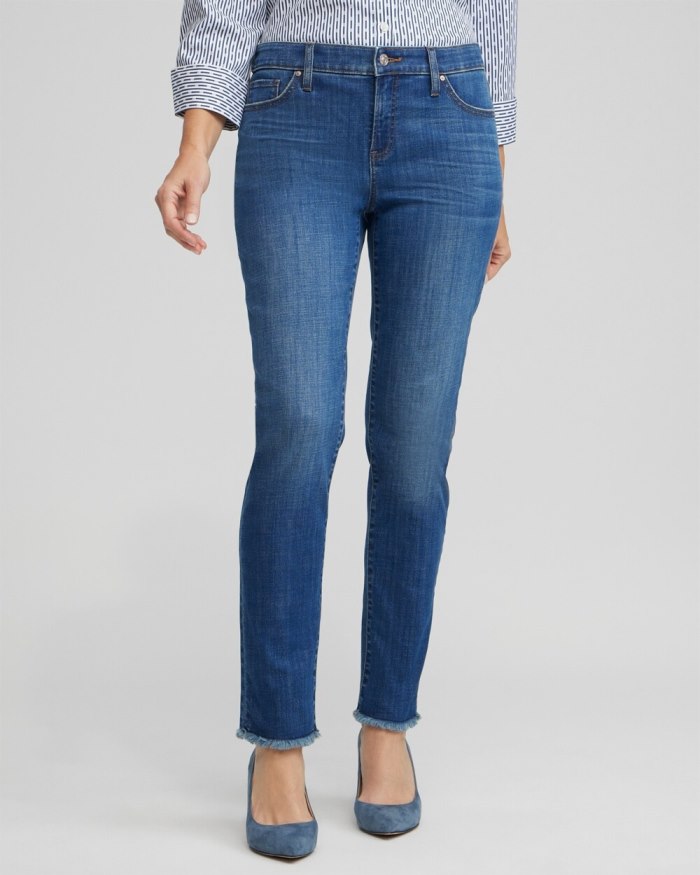 Women's Girlfriend Fray Hem Ankle Jeans - Kailua Indigo - Click Image to Close