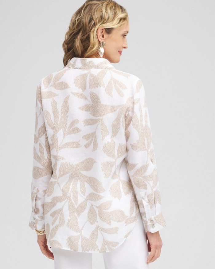 Women's No Iron\u2122 Linen Etched Leaf Tunic - Sycamore