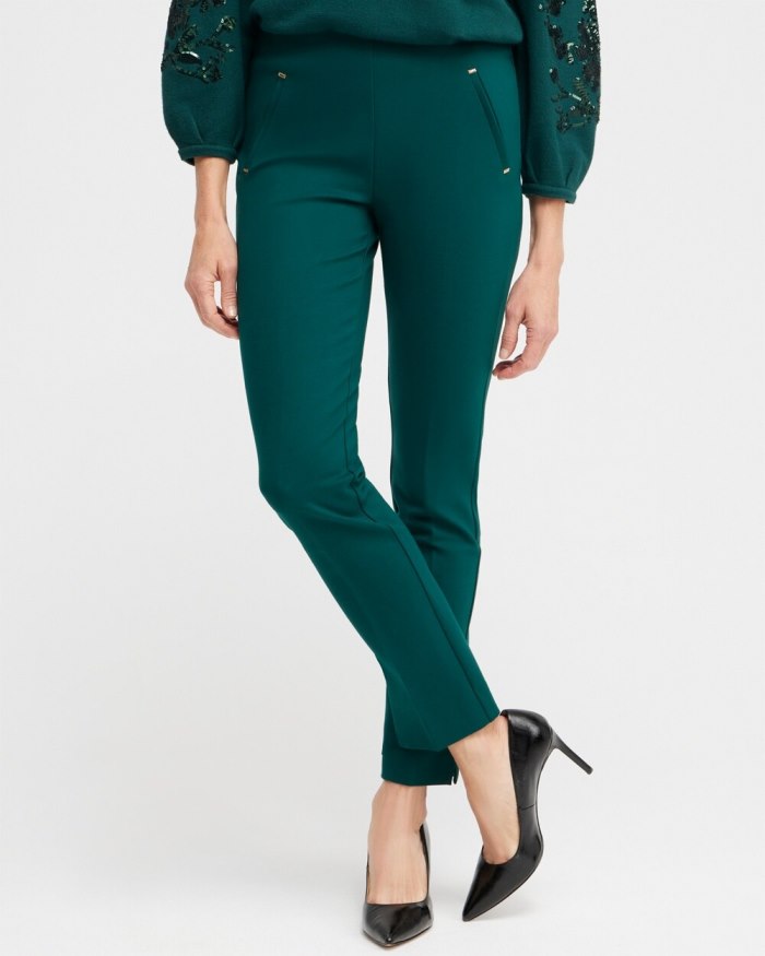 Women's Juliet Ponte Trim Detail Ankle Pants - Enchanted Forest