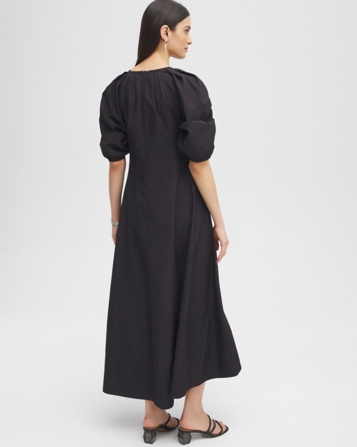 Women's Black Label Ruched Sleeve Dress - Black