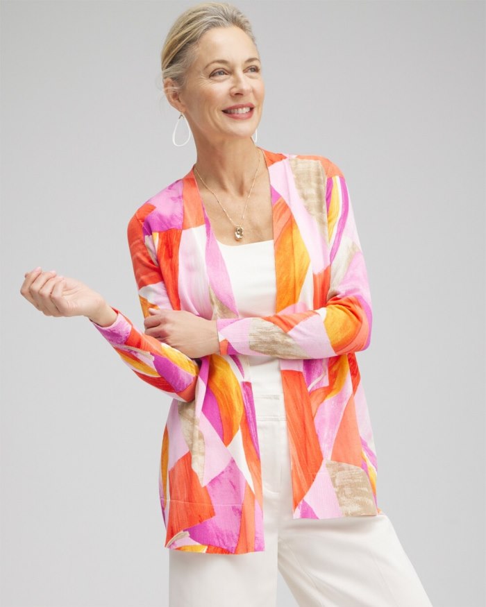 Women's Summer Romance Abstract Cardigan - Nectarine