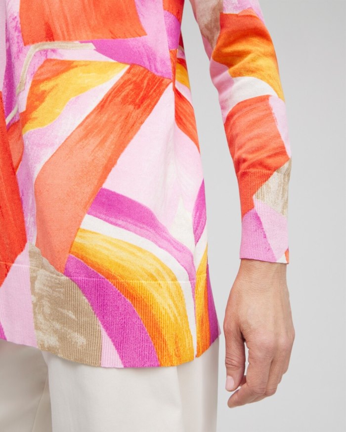 Women's Summer Romance Abstract Cardigan - Nectarine